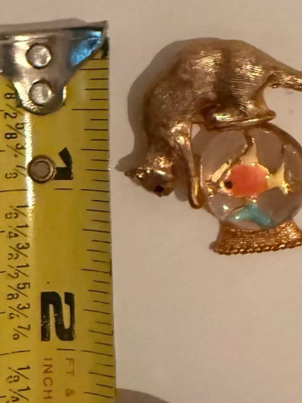 Rare Vintage Gold Crown Signature Cat & Fish Brooch